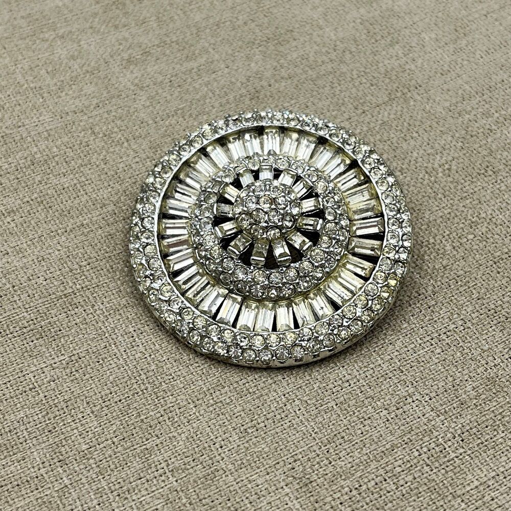 Vintage art deco 1920s  glass baguette round Brooch